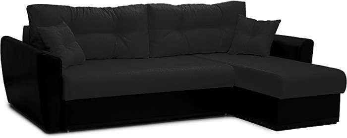 Диван УГЛОВОЙ Амстердам рогожка черная 160 НПБ