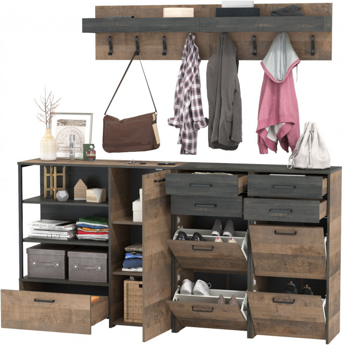 Трувор Прихожая 162, дуб гранж песочный/интра