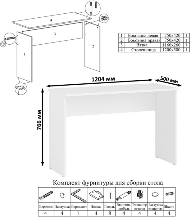 Мори письменный стол МСП1200.1 + Шкаф МШ900.1 + Антресоль МА900.1, белый
