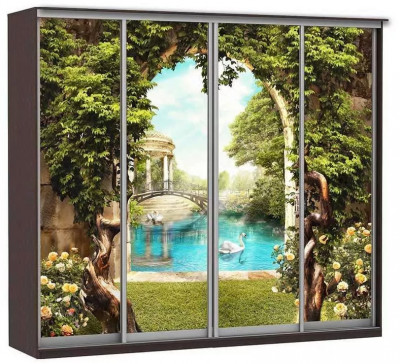 Шкаф купе Модерн 2362х600 4-х дверный 4-х секционный фотопечать №3 венге