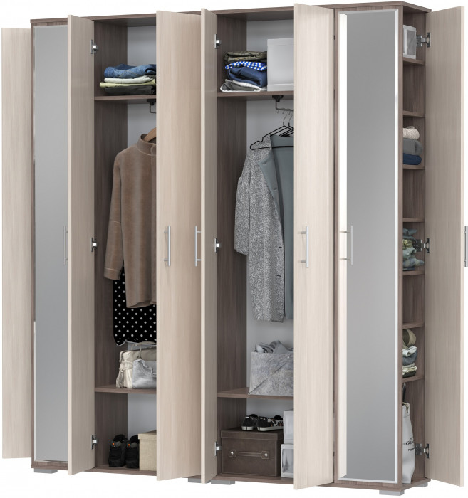 Две прихожих Домино-мини 2-3421бод.тем/св, цвет бодега тёмный/бодега светлый, ШхГхВ 176х36х202 см.