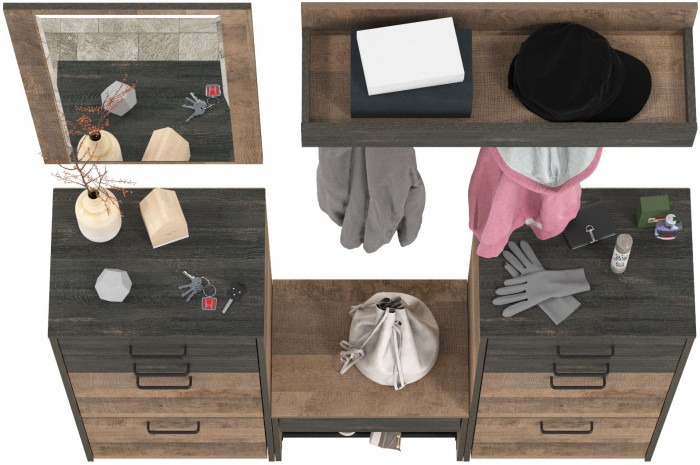 Трувор Прихожая 218, цвет дуб гранж песочный/интра, ШхГхВ 189х36,9х194,2 см., универсальная сборка