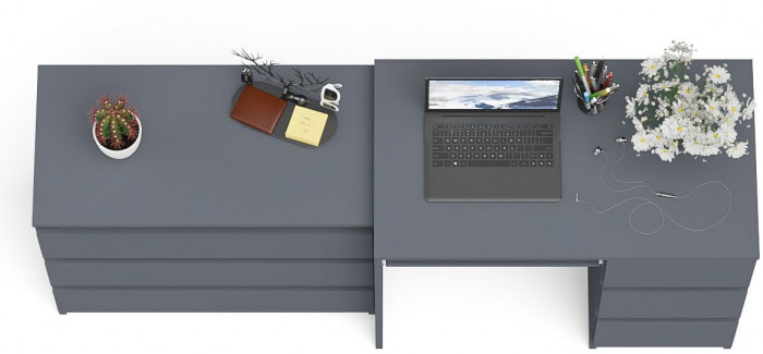 Мори компьютерный стол МС-6 правый + Комод МК800.1, графит