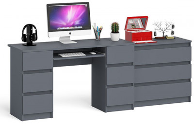 Мори Стол компьютерный МС-2 + Комод МК800.1, цвет графит, ШхГхВ 215,8х50х76,6 см., универсальная сборка