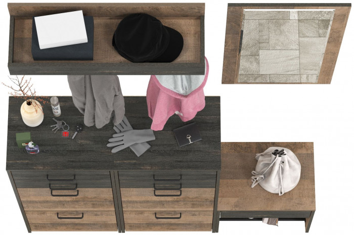 Трувор Прихожая 218, дуб гранж песочный/интра