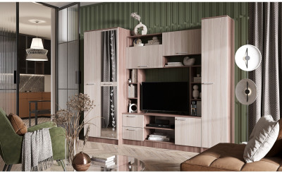 Гостиная Флора ЛДСП (Ясень шимо темный / светлый)