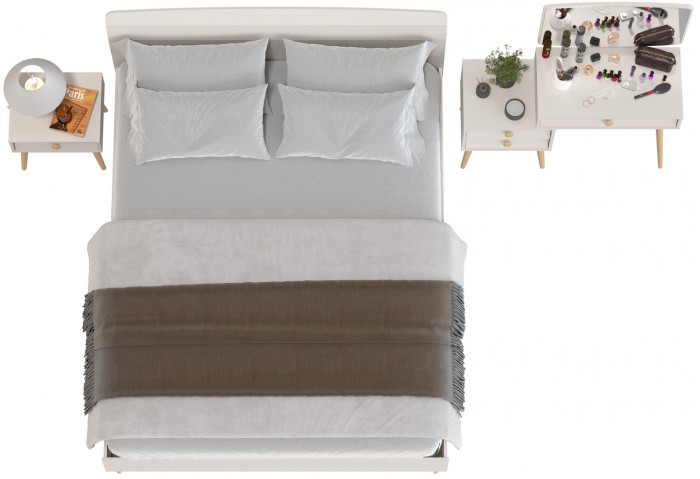 Афина Спальня Кровать 1600 + Трюмо + Тумба, кашемир серый