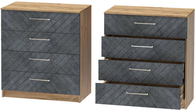 Комод №1 "Иннэс-7", Крафт золотой/Бетон графит