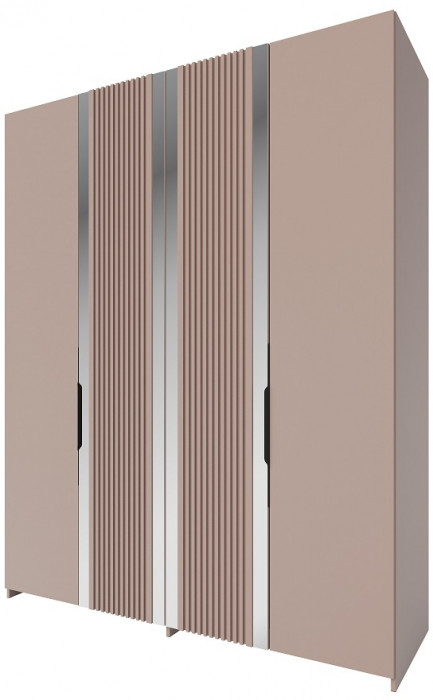 Шкаф 4-х дверный с зеркальными вставками "Харди" - Латте/Ирландский ликер