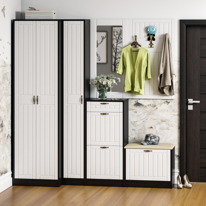 Прихожая П-6 Вешалка, МДФ белое дерево фрезеровка прованс