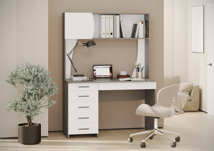 Стол рабочий 6-0606граф/бел Сигма, графит/белый