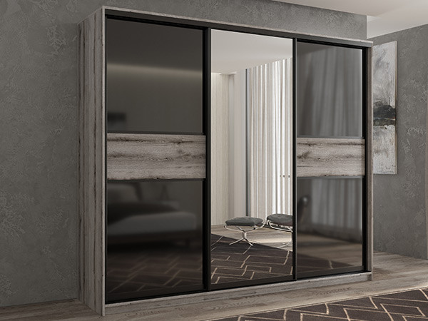 Шкаф-купе Кааппи 9 Эвок Окаменелый 240х45х230 см