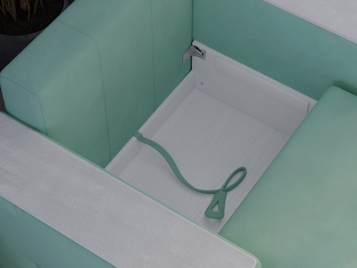 Кресло-кровать Виконт, Мятный/Холст белый МДФ