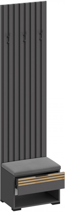 Модульная Прихожая Нао, набор №6, Графит/Графит, Дуб вотан, Simple 27