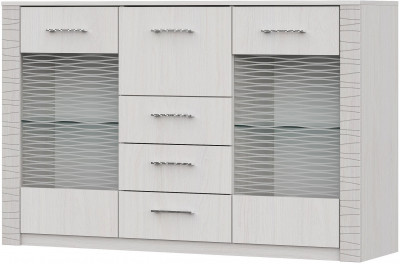 Гамма 20 Комод - витрина Серия №4 Ясень анкор  светлый / Сандал светлый