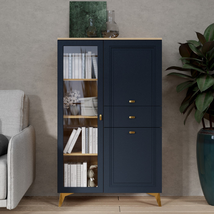 Шкаф низкий (1 стеклодверь) Вега Сапфир