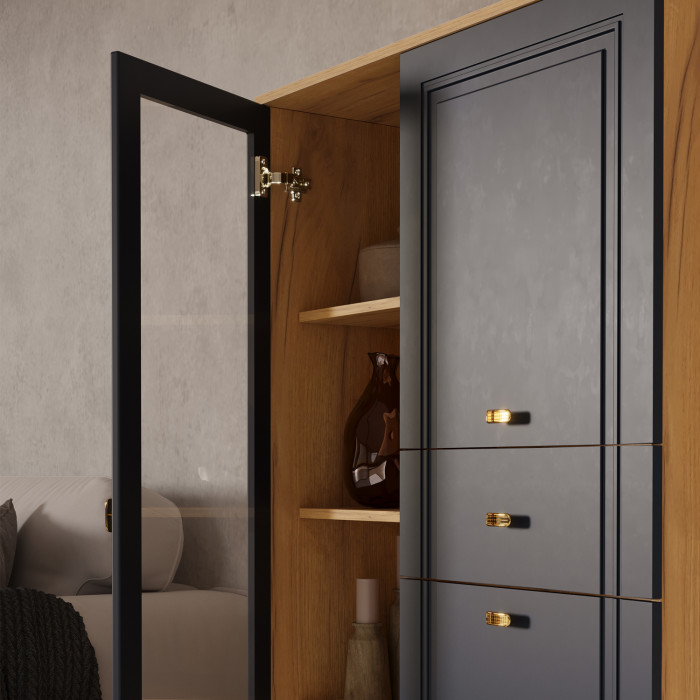 Шкаф низкий (1 стеклодверь) Вега Сапфир