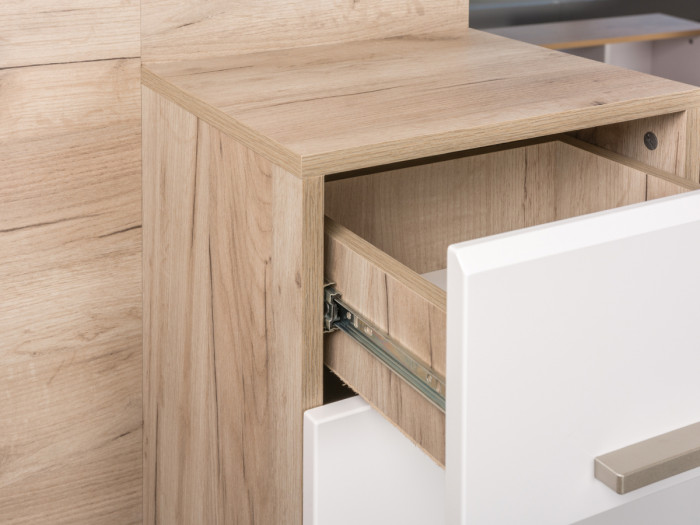 Лайн Прихожая № 03, цвет дуб крафт серый/фасады МДФ белый глянец, ШхГхВ 234,6х35,1х210 см., НЕ универсальная сборка