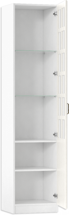 Ливерпуль Шкаф-витрина, цвет ясень ваниль/белый, ШхГхВ 50х41,4х220,3 см., идёт подсветка - спот врезной, универс. сб., подходит карниз 500 #1650022