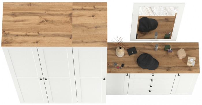 Остин Прихожая 38, белый шагрень/дуб крафт золотой