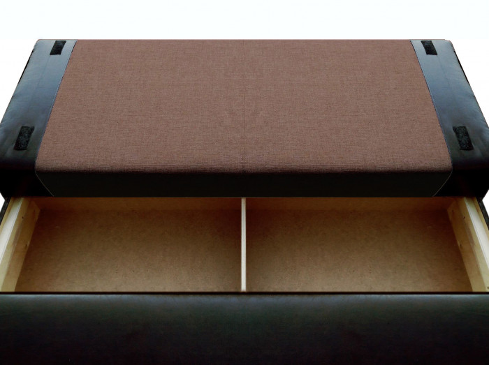 Диван-кровать Амстердам Мини, 150х195, еврокнижка, рогожка/экокожа, черно-коричневый