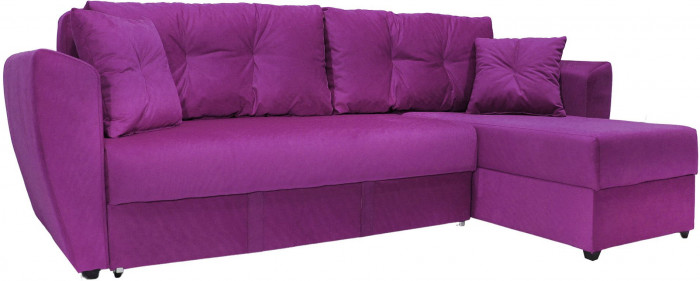 Диван-кровать угловой Амстердам Люкс, 150х200, еврокнижка, независимый пружинный блок, велюр, фиолетовый
