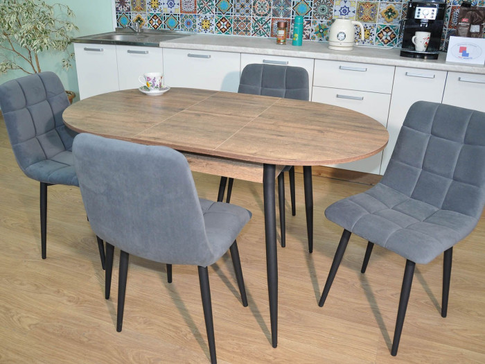 Обеденная группа Стиль-1 / Стул Х 4 шт. / Дуб Веллингтон/черный / бид 21