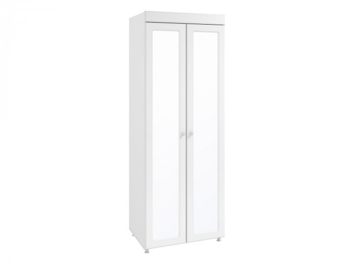 Шкаф 2-х дверный с зеркалами (гл.410) Монако МН-43 белое дерево