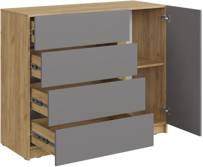 Бостон Комод КМ-001 ЛДСП, крафт золотой/серый шифер