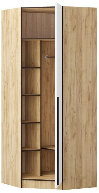 Шкаф Бастион ЛДСП угловой (Крафт золотой / Белый древесный)