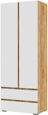Хелен ШК 01 Шкаф 2х створчатый(0,800х2,100х0,460) белый/дуб крафт золото