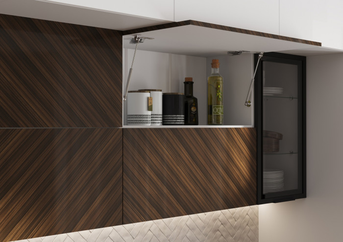 Кухня Техно-6 3,0/1080м, Белый/Белый снег софт/Прайм орех