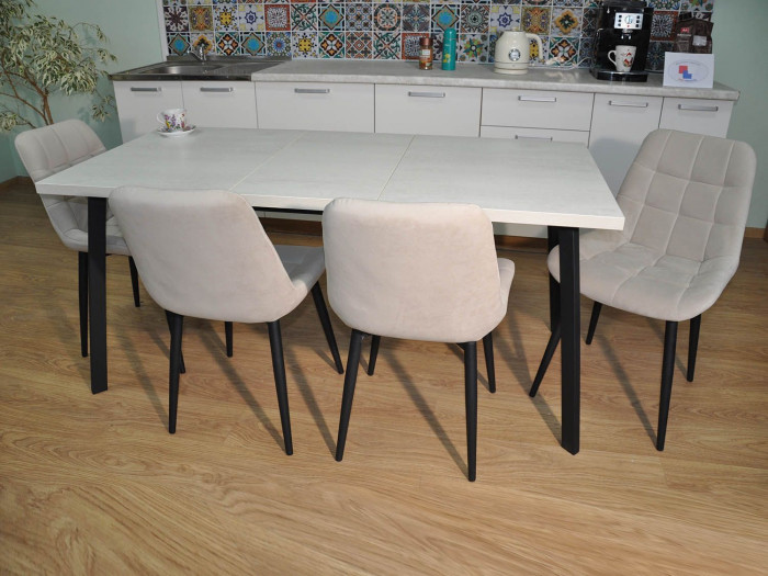 Обеденная группа Бэлфаст / Стул Р 4 шт. / Бетон белый/черный / бид 01