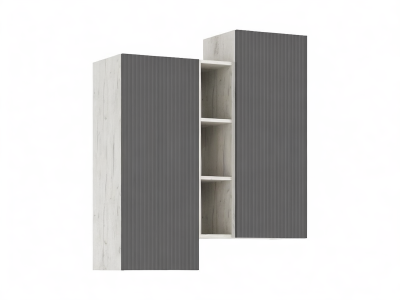 Оскар Шкаф подвесной комбинированный (Графит Софт NEW, Дуб Крафт Белый)