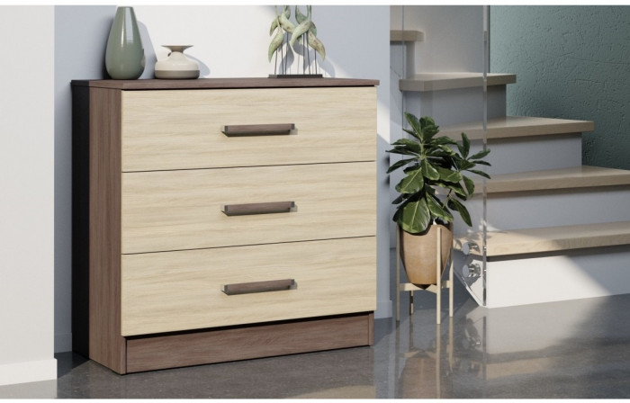 Адель Комод (Дуб Вотан / Белый глянец)