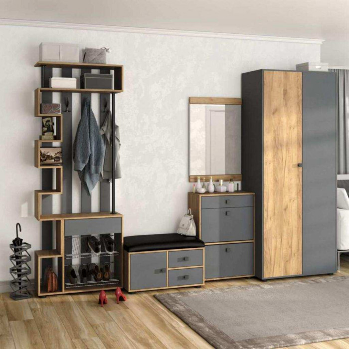 Прихожая мини-лайт компл. 4 дуб крафт/графит