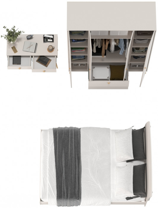 Афина Спальня 14-1400, цвет кашемир серый, сп.м. 1400х2000 мм., б/м, основание есть - фанера