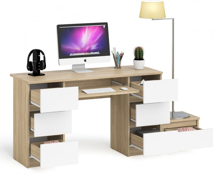 Мори Стол компьютерный МС-2 + Тумба ТМП400.1, цвет дуб сонома/белый, ШхГхВ 175,8х50х76,6 см., универсальная сборка