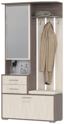 Прихожая 2-3431бод.тем/св Домино - Шкаф с вешалкой, цвет бодега тёмный/бодега светлый, ШхГхВ 100х36х202 см., универсальная сборка