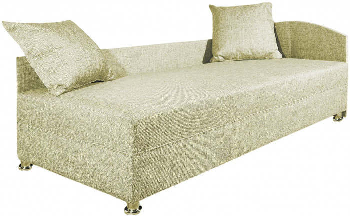 Кровать тахта односпальная 80х185, правый угол, рогожка, бежевый