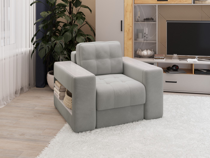 Кресло Доро, Светло-серый/Холст белый