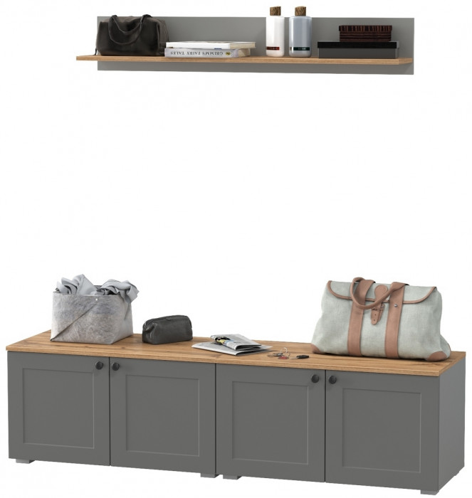 Остин Прихожая 64, цвет серый графит/дуб крафт золотой, ШхГхВ 160х41,9х160 см.