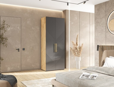 Ирис Шкаф 2-х ств. 900 браш графит/дуб крафт