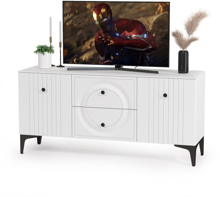 Валенсия Гостиная № 073, ЛДСП белый шагрень/МДФ белый шагрень