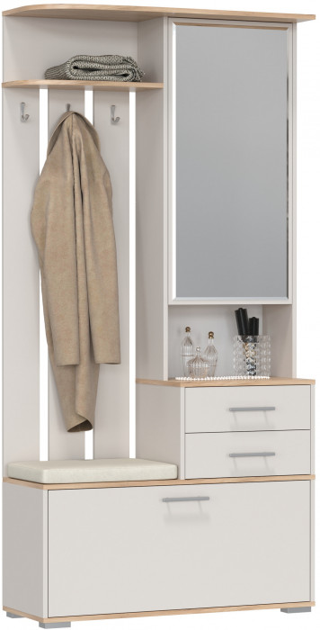 Прихожая 2-3431дкз/к.с Домино - Шкаф с вешалкой, цвет дуб крафт золотой/кашемир серый, ШхГхВ 100х36х202 см., универсальная сборка