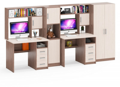 С-МД-СК9 Компоновка № 07, цвет ясень шимо светлый/ясень шимо тёмный, ШхГхВ 317х70х160 см., НЕ универсальная сборка