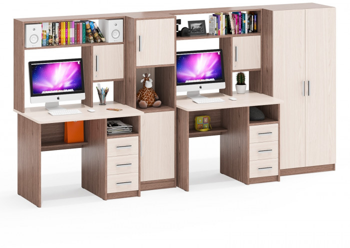 С-МД-СК9 Компоновка № 07, цвет ясень шимо светлый/ясень шимо тёмный, ШхГхВ 317х70х160 см., НЕ универсальная сборка