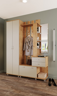 Модульная прихожая Микс-Арт, Крафт золотой/Кашемир