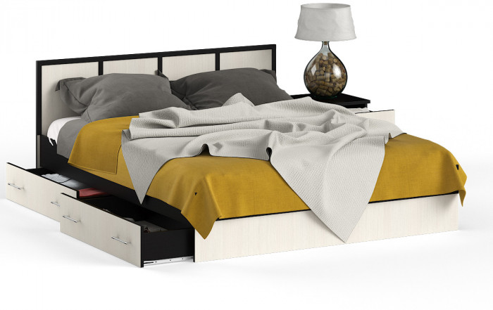 Сакура Кровать с ящиками 1600 + тумба, венге/дуб лоредо