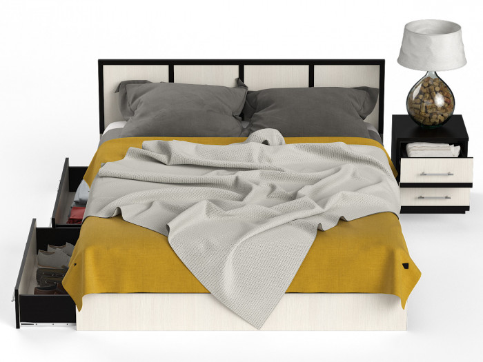 Сакура Кровать с ящиками 1600 + тумба, венге/дуб лоредо